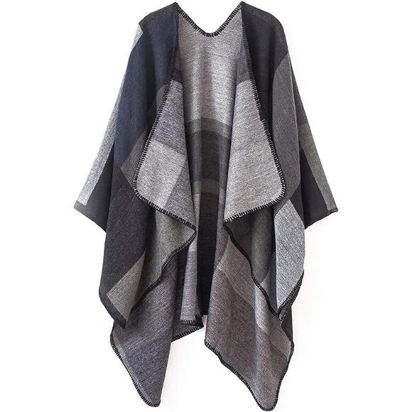 Women's Warm Shawl Wrap – Winter Cape Cardigan Sweater, Open Front Poncho - Picture 1 of 6